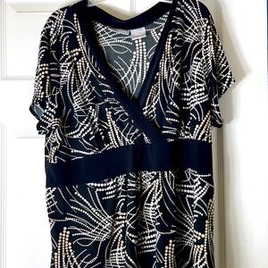 Black/white/ cream  Blouse